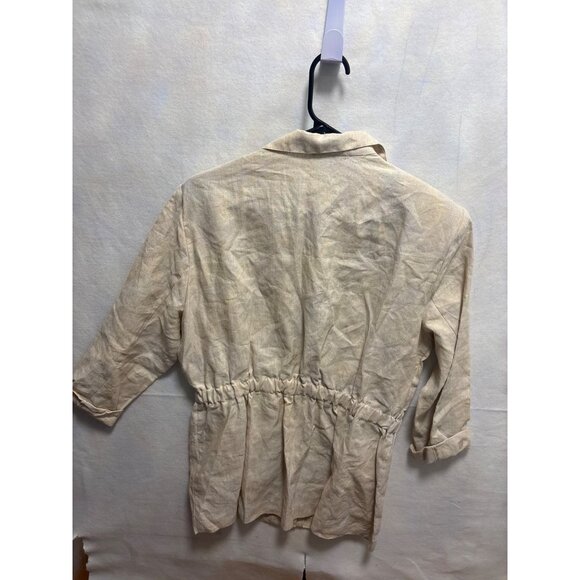 Mevisto Womens Beige Linen Button-Down Jacket With Pockets Size L - Picture 10 of 11